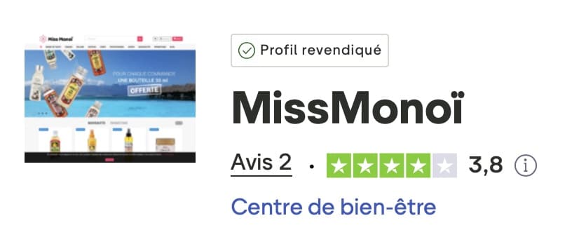 avis des clients Miss Monoi sur Trustpilot