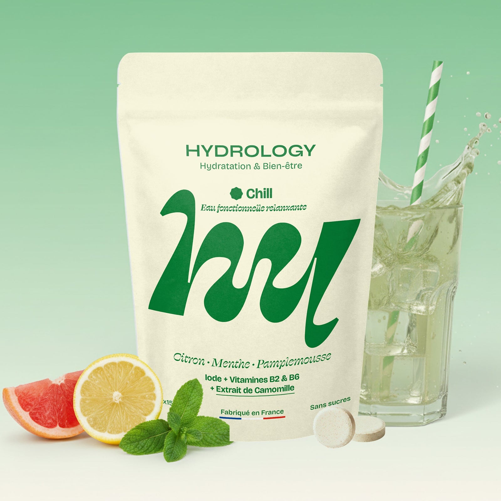 Sachet de pastilles Hydrology Immunité citron vert gingembre
