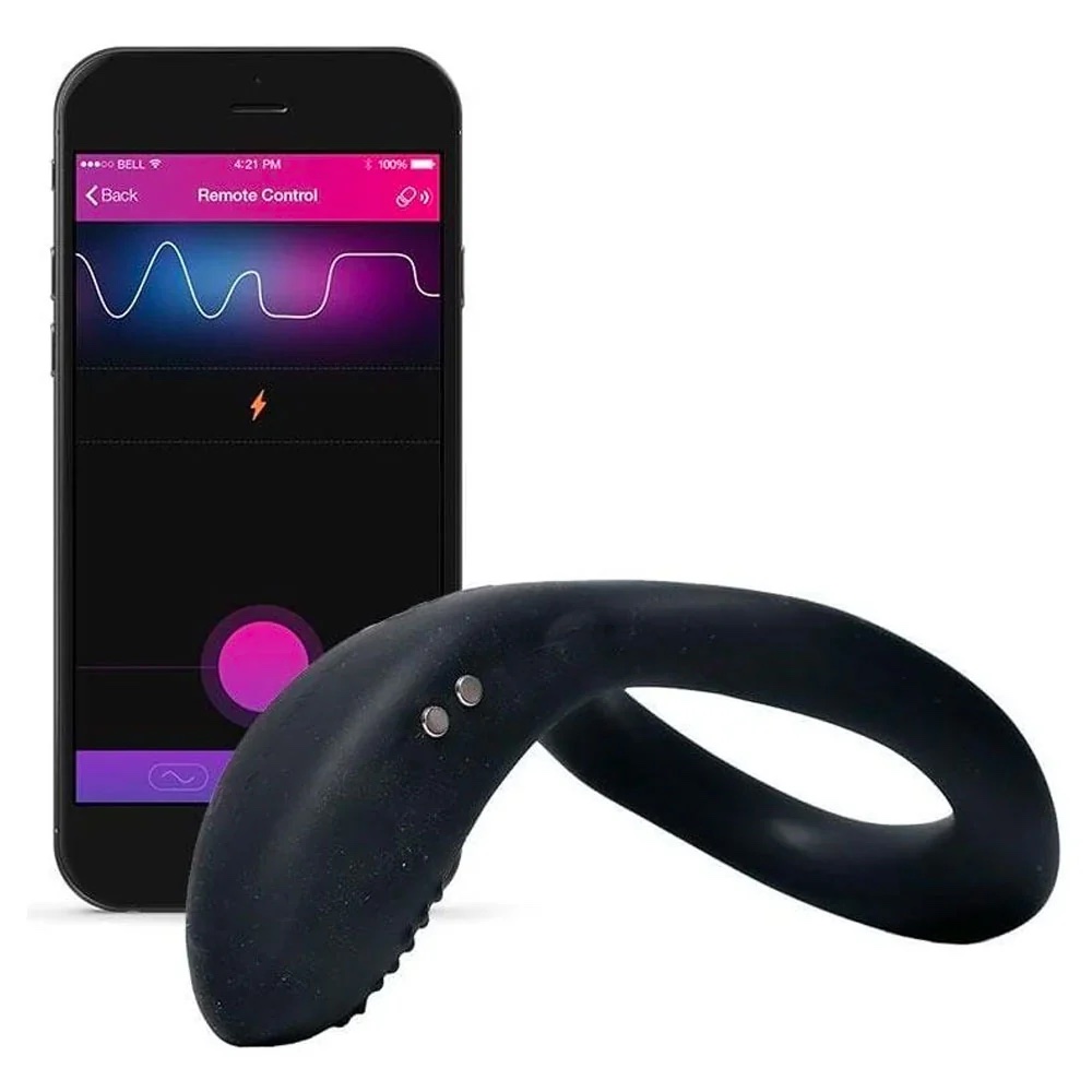 Anneau vibrant télécommandé Lovense Diamo en silicone noir