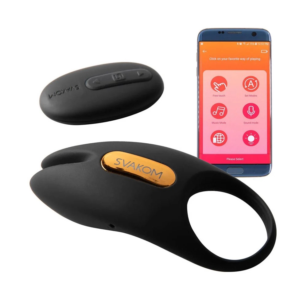 Anneau vibrant télécommandé Svakom Winni 2 noir et or