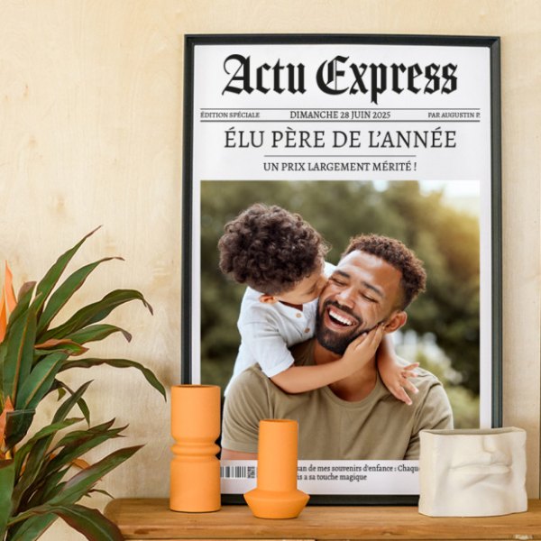 Affiche personnalisée façon une de journal avec photo