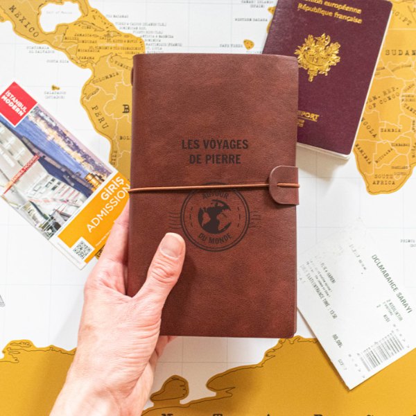 Carnet de voyage en simili cuir avec compartiments pour passeport et billets