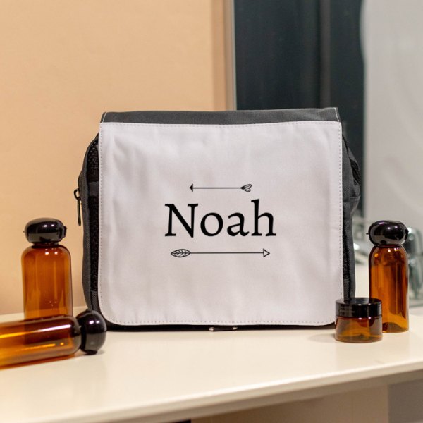 Trousse de toilette de voyage à suspendre personnalisée avec un prénom