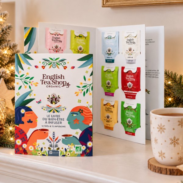 Calendrier de l'Avent du bien-être à infuser English Tea Shop, en forme de livre illustré
