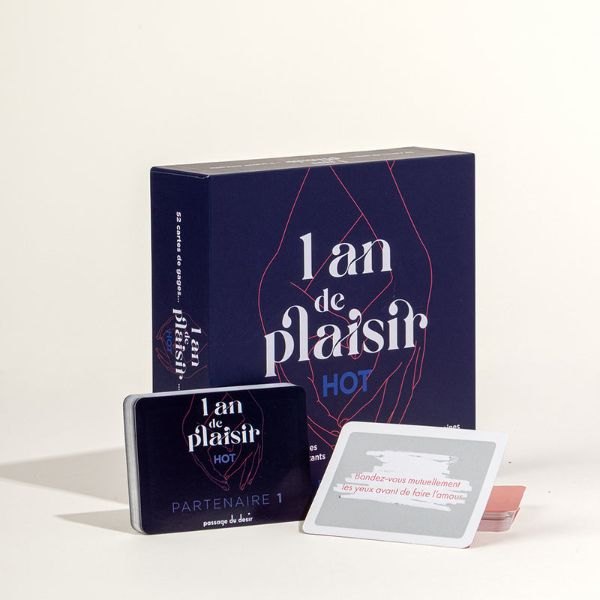 Coffret bleu nuit Un An de Plaisir HOT avec ses cartes à gratter