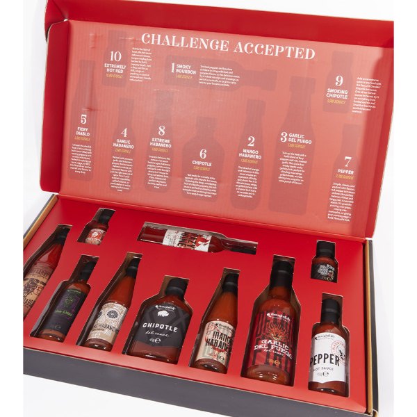 Coffret rouge de 10 sauces piquantes extrêmes