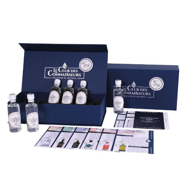 Coffret de dégustation Gin Initiation avec ses 6 flacons de 40 ml et ses fiches