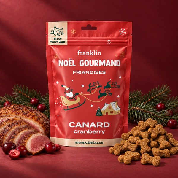 Sachet de friandises Franklin Noël gourmand canard et cranberry pour chat
