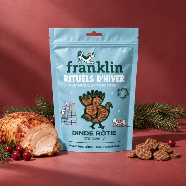 Sachet de friandises de Noël Franklin Rituels d'hiver dinde et cranberry pour chien