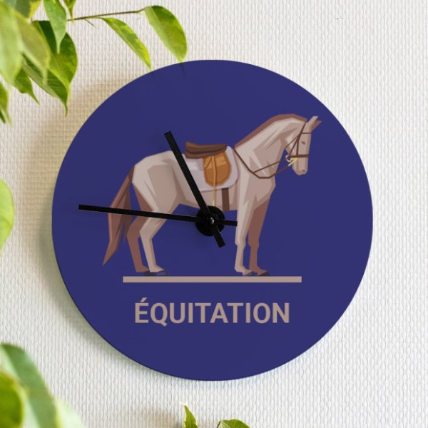 Horloge murale sur le thème de l'équitation personnalisée