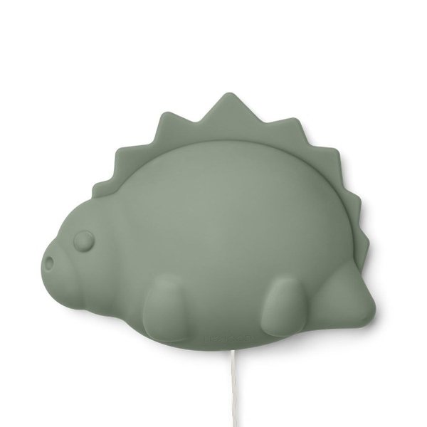 Lampe murale en silicone vert sauge en forme de petit dinosaure