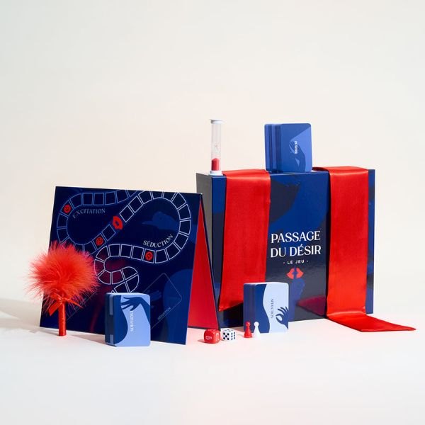 Coffret Le Jeu de Passage du Désir avec plateau, cartes, plumeau et bandeau