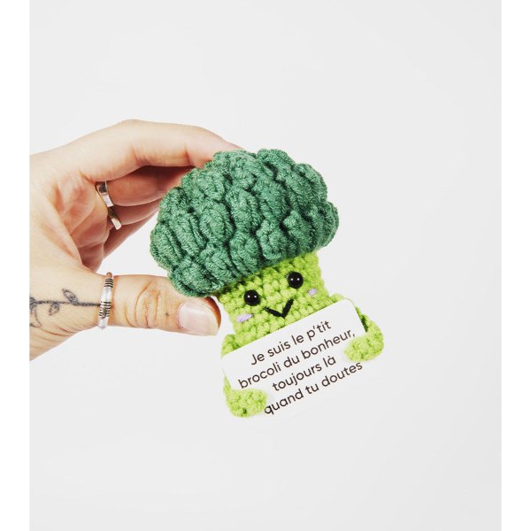 Mini figurine brocoli souriant Les petits boosters tenue dans la main