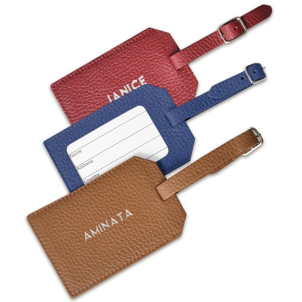 Porte-étiquette de bagage en cuir personnalisé avec une initiale