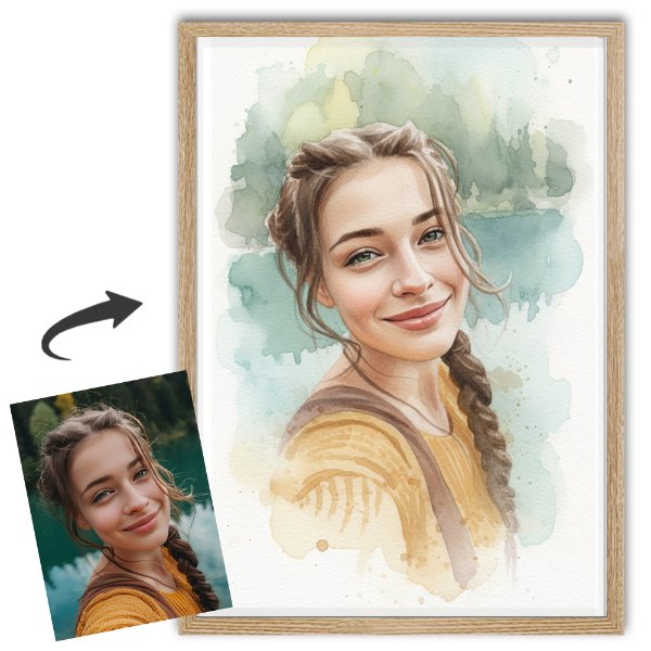 Exemple de portrait façon aquarelle réalisé d'après une photo