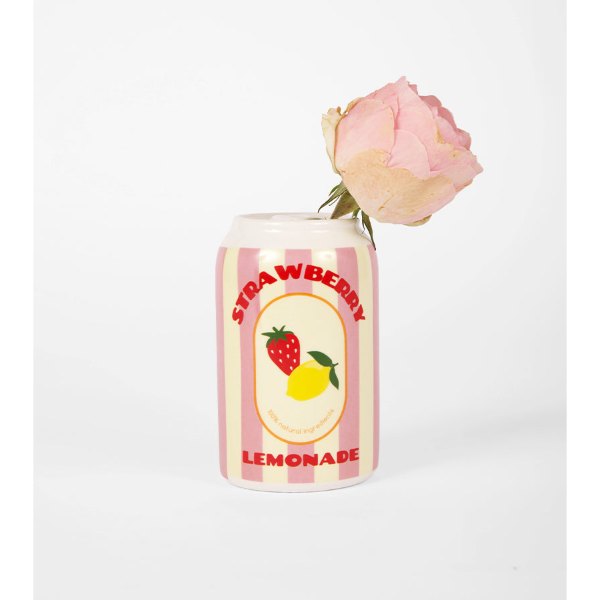 Vase en céramique en forme de canette de limonade à la fraise